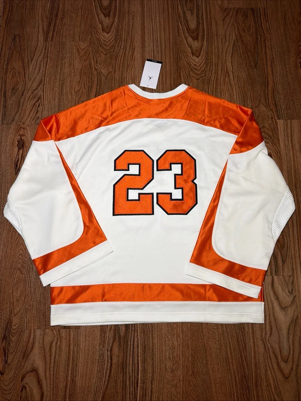 Men's Jordan Brooklyn Collegiate Hockey Jersey White Orange HV0109-133 Size L